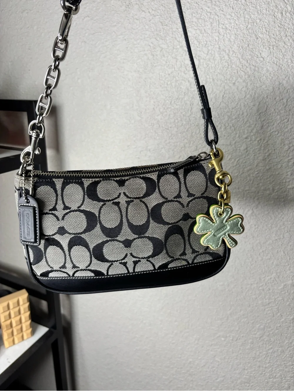 Coach Four Leaf Clover bag charm green patent leather shamrock - charm only